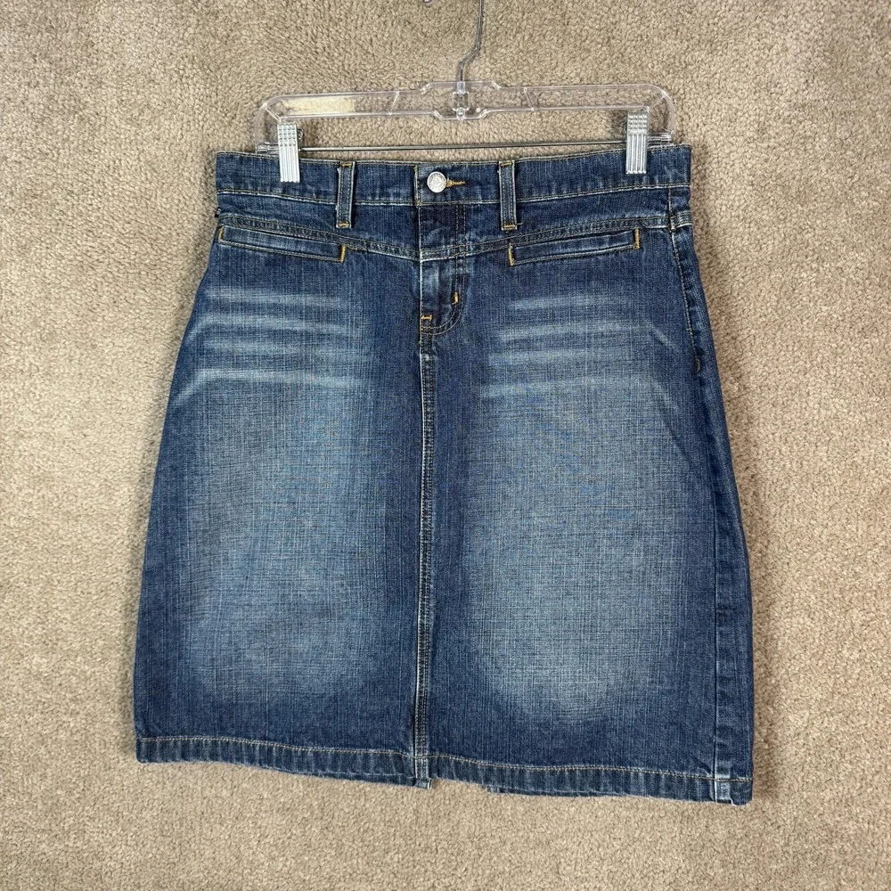 Ralph Lauren Polo Jeans Skirt Womens 4 Blue Denim‎ Racer Knee Western Cowgirl